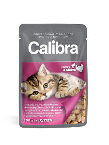 Calibra Cat  kapsa Kitten krůtí a kuřecí v omáčce 100g