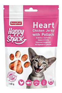 Pochoutka Happy Snack Cat srdíčka kuře a treska 40g