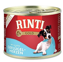 Rinti Dog Gold konzerva drůbeží srdíčka 185g + Množstevní sleva