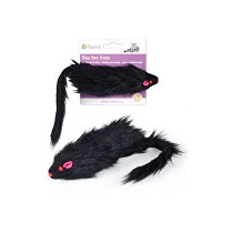 Hračka kočka Myš černá chlupatá 15cm