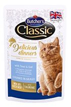 Butcher's Cat Class.Delic.Dinn.pstruh+treska kapsa100g