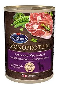 Butcher's Dog Monoprotein s jehněčím a zelen.konz 390g