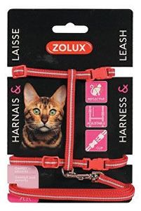 Postroj kočka s vodítkem 1,2m červený Zolux