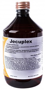 Na obrázku je lahvička léku Jecuplex