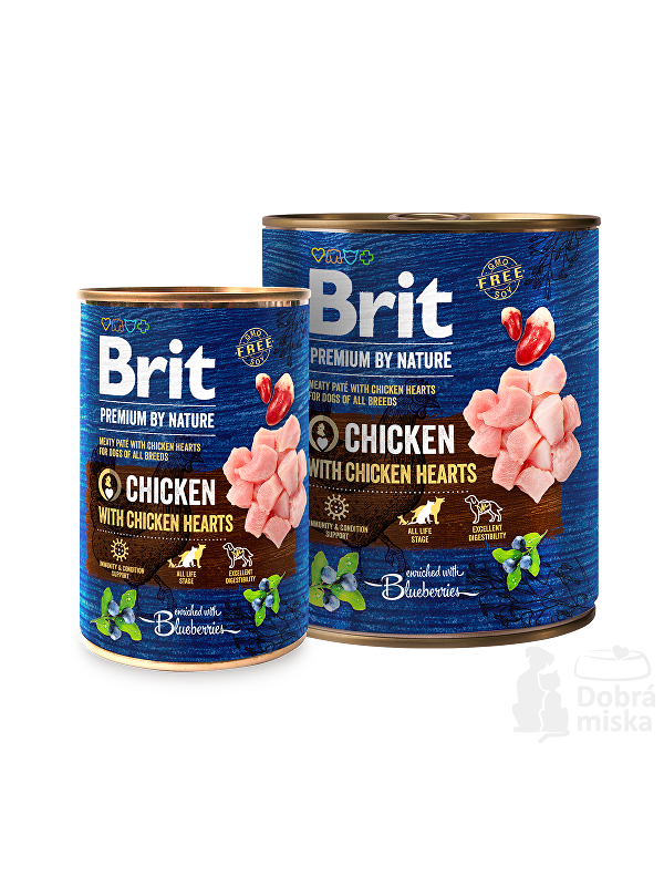 Brit Premium Dog by Nature  konz Chicken & Hearts 800g + Množstevní sleva