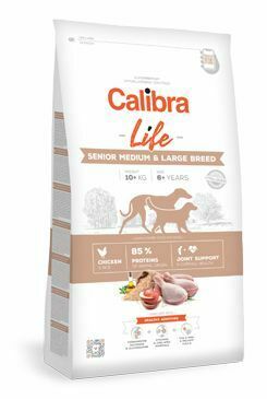Calibra Dog Life Senior Medium&Large Chicken 12kg + malé balení zdarma