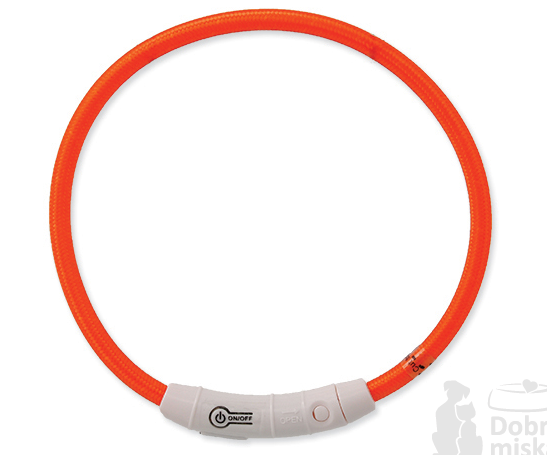 Obojek DOG FANTASY světelný USB oranžový 65 cm 1ks