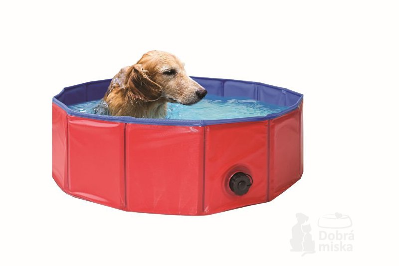 Skládací nylonový bazén pro psy 120x30cm červeno modrý 1ks