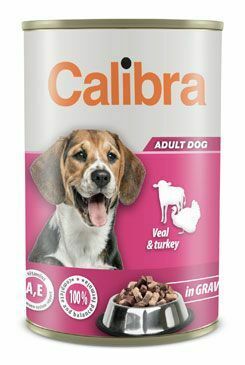 Calibra Dog  konz.telecí+krůtí v omáčce 1240g NEW + Množstevní sleva