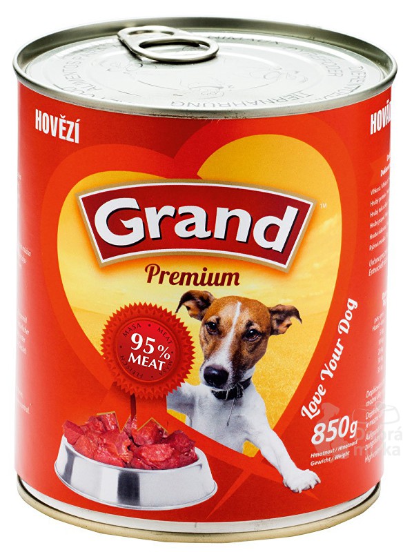 GRAND konz. pes hovězí 850g + Množstevní sleva