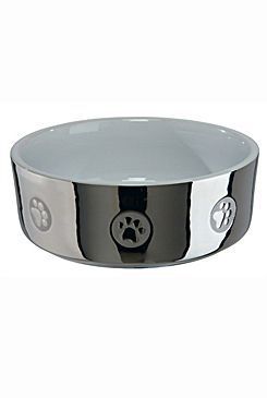 Miska keramická pes stříbrná s tlapkou 0,8l 15cm TR*