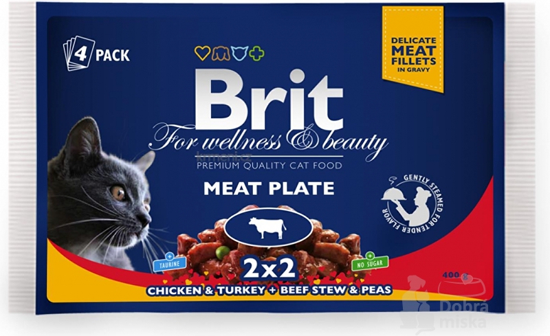 Brit Premium Cat kapsa Meat Plate 400g (4x100g) + Množstevní sleva