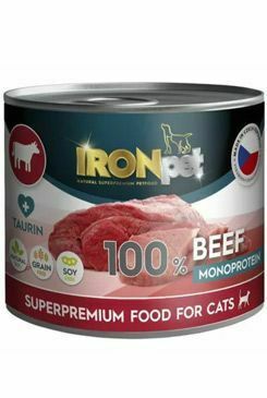 IRONpet Cat Beef konzerva 200g + Množstevní sleva