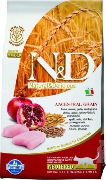 N&D LG CAT Neutered Chicken & Pomegranate 10kg + Doprava zdarma + barel zdarma (NELZE POSLAT PŘES ZÁSILKOVNU)