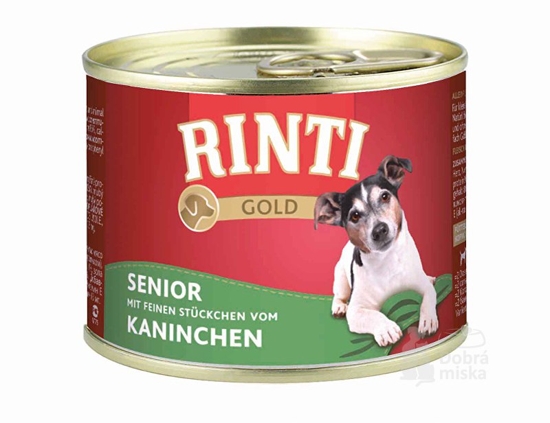 Rinti Dog Gold Senior konzerva králík 185g + Množstevní sleva