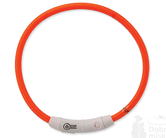 Obojek DOG FANTASY světelný USB oranžový 45 cm 1ks