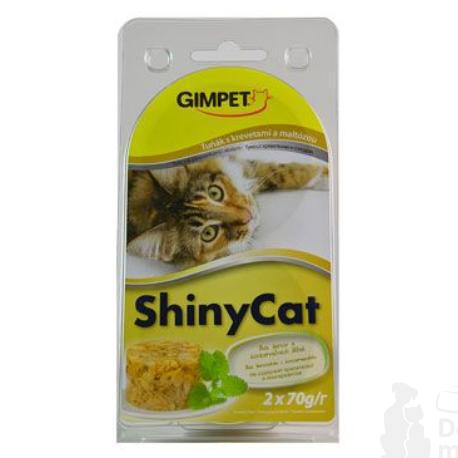 Gimpet kočka konz. ShinyCat tuňak/krev/maltóza 2x70g + Množstevní sleva
