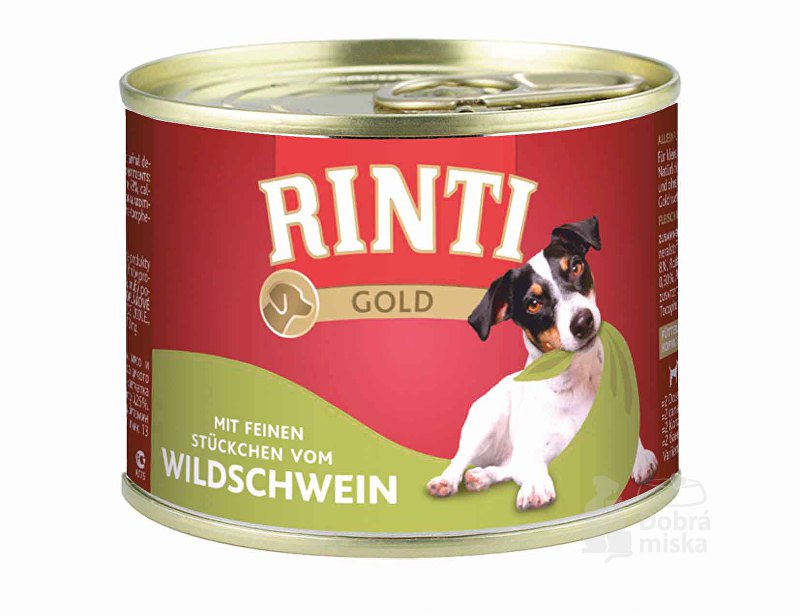 Rinti Dog Gold konzerva divočák 185g + Množstevní sleva